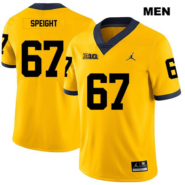 Men's NCAA Michigan Wolverines Jess Speight #67 Yellow Jordan Brand Authentic Stitched Legend Football College Jersey RK25M11LE